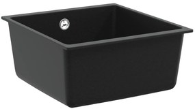 vidaXL Pia Preto 430 x 460 mm 80% Quartzo e 20% Resina