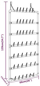 Sapateira suspensa 66x13x139 cm prateado
