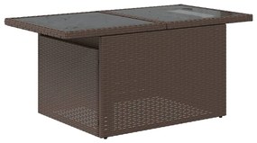 Mesa de jardim com tampo de vidro 100x55x73 cm vime PE castanho