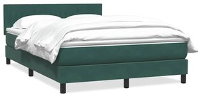 vidaXL Cama com molas/colchão 160x220 cm veludo verde-escuro