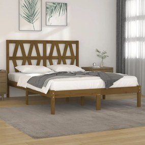 Estrutura de cama 200x200 cm pinho maciço castanho mel