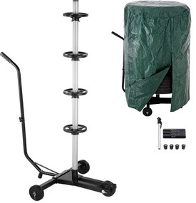 Suporte para jantes em alumínio preto até 225 mm, 116 x 53 x 79 cm Com capa protetora