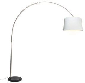 Candeeiro de arco em aço com abajur em tecido branco 45 cm - XXL Moderno