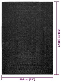 Tapete ZIZUR antracite 160x230 cm aspeto juta interior exterior