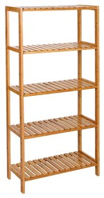 SONGMICS BCB35Y Banheiro Cozinha Armazenamento Bambu 5 Prateleiras Altura do Chão Ajustável Suporte para Flores Estante para Livros natural, 60 x 26 x 130 cm