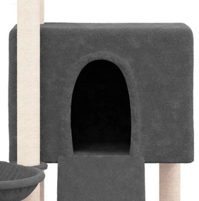 Árvore p/ gatos c/ postes arranhadores sisal 96 cm cinza-escuro