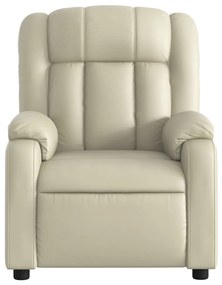 Poltrona massagens reclinável elétrica couro artificial creme