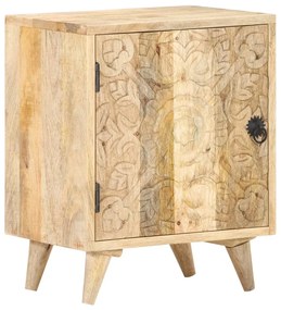 Mesa cabeceira esculpida 40x30x50 cm madeira mangueira maciça