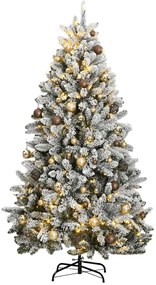 vidaXL Árvore Natal artificial articulada c/ 300 luzes LED+bolas 210cm