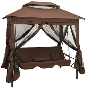 Gazebo com baloiço conversível cor café