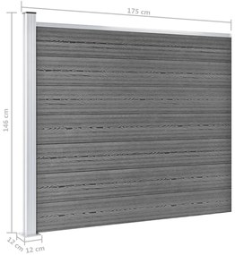 Conjunto painel de cerca 526x146 cm WPC cinzento