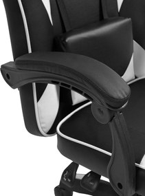 Cadeira de escritório em couro sintético preta e branca