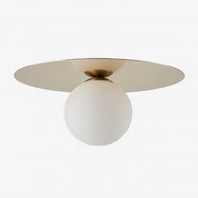 Luminária De Teto Em Ferro E Vidro Anine Dourado & Ø30 Cm - Sklum