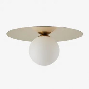Plafonier De Teto Em Ferro E Vidro Anine Dourado - Sklum