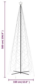 Árvore de Natal em cone 1400 luzes LED 160x500 cm branco quente