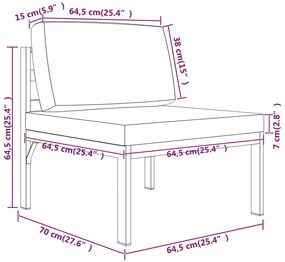 6 pcs conjunto lounge jardim com almofadões alumínio antracite