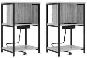 Armário de Cabeceira 2 pcs Sonoma cinzento 38 x 31 x 61 cm