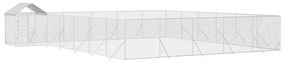 Canil de exterior com teto 12x12x2,5 m aço galvanizado prateado