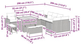 Conjunto de Sofá de Jardim vidaXL 13 Peças com Almofadas Preto Polirat