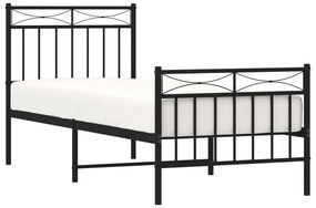 Estrutura de cama com cabeceira e pés 80x200 cm metal preto