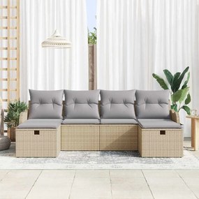 Conjunto de Sofás para Jardim vidaXL de 6 Peças com Almofadas Bege Rat