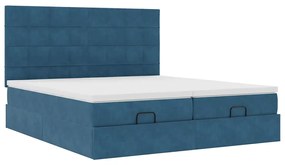 Estrutura cama otomana colchões 180x200 cm veludo azul escuro