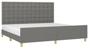 Estrutura de cama sem colchão 200x200 cm tecido cinzento-escuro