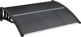 Marquise para Portas e Janelas 100x75x23 cm Marquise de Proteção contra Sol e Chuva com Cobertura de Policarbonato Preto