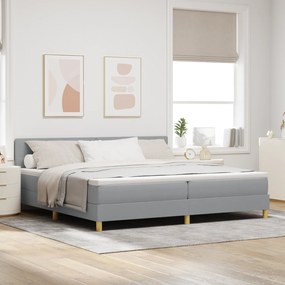vidaXL Cama Box Spring com Colchão Cinza Claro 200x200 cm Tecido