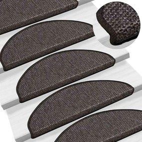 Tapetes escada adesivos aspeto sisal 15pcs 65x21x4 cm antracite