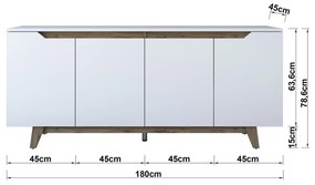 Console GD102 – Branco Nogueira – 180x78,6x45 cm