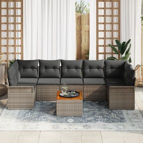 Conjunto de Sofás de Jardim vidaXL de 8 peças com Almofadas em Cinza d