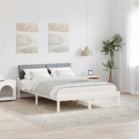 vidaXL Estrutura da cama Branco e cinza claro 135 x 190 cm