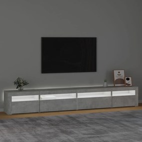 Móvel de TV com luzes LED 270x35x40 cm cinzento cimento