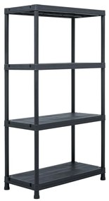 Estante de arrumação 100 kg 60x30x138 cm plástico preto