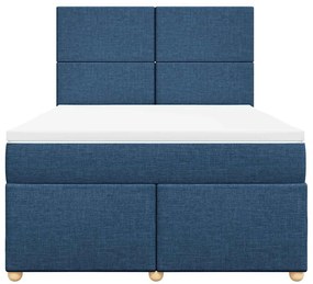 Cama com molas/colchão 140x190 cm tecido azul