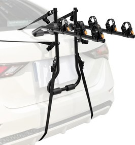 Porta-bicicletas para porta-bagagens carro com capacidade para 3 bicicletas montado com comprimento e ângulo ajustáveis preto