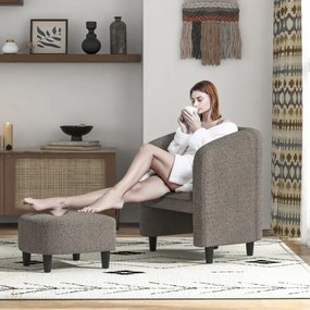 Poltrona confortável com apoio para os pés, cadeira estofada em veludo e pufe bege