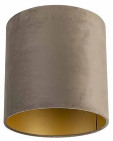 Abajur de veludo Taupe 25/25/25 com interior dourado