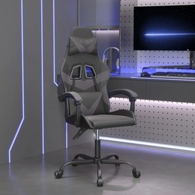 vidaXL Cadeira gaming couro artificial preto e cinzento