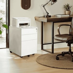 Bloco gavetas escritório com rodas 52 x 39 x 60 cm, com 3 gavetas branco