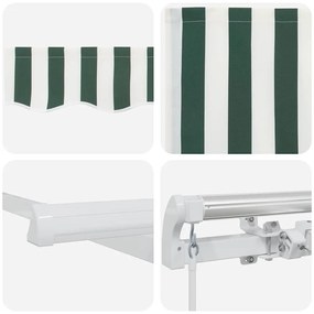 Toldo Retrátil Manual Verde e Branco 600x300 cm