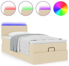 Cama otomana com colchão 100x200 cm tecido creme
