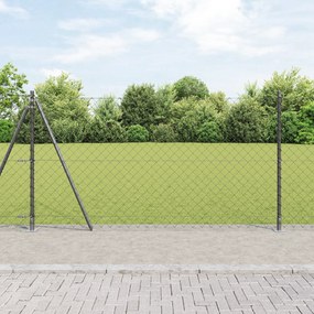 vidaXL Cerca de Cadeia com 7 Postes Flangeados 1,2x10 m Aço Galvanizado