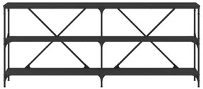 Mesa consola 180x30x75 cm derivados de madeira e ferro preto