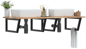 vidaXL Prateleira de parede p/ lavatório aço/madeira de acácia maciça