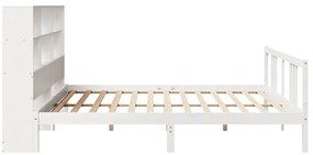 Cama com estante sem colchão 200x200 cm pinho maciço branco