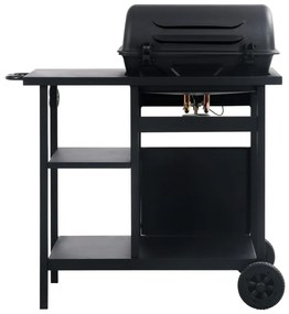 Grelhador/BBQ a gás com mesa de apoio 3 prateleiras preto