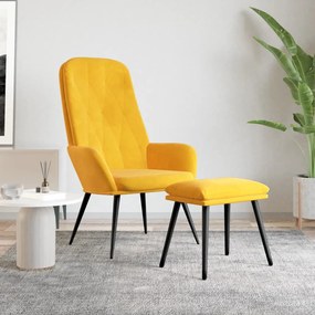 vidaXL Cadeira de descanso com banco p/ pés veludo amarelo mostarda