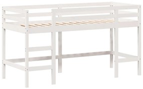 Cama alta c/ escada e telhado 90x200 cm pinho maciço branco